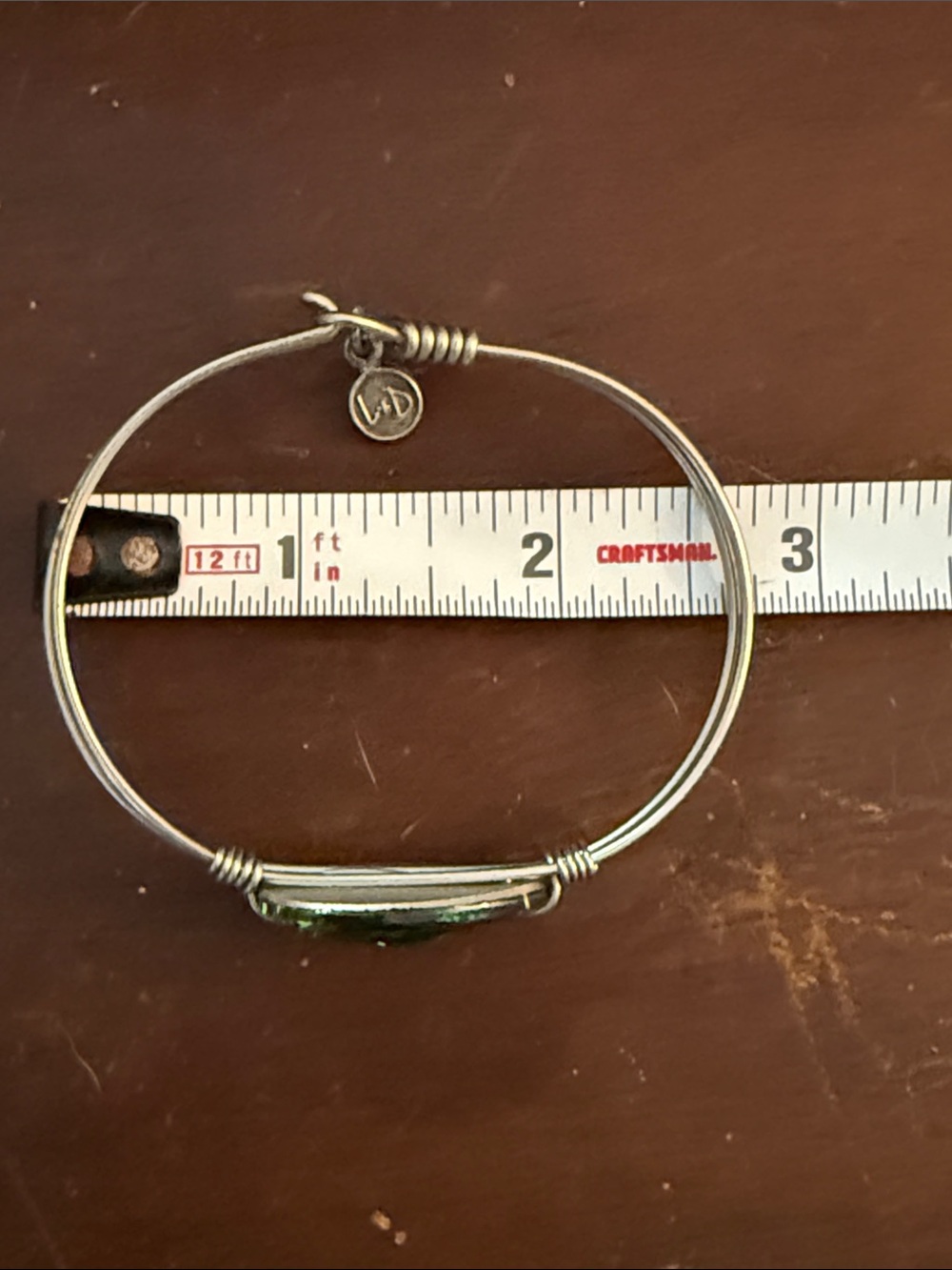 Luca + Danni Silver Wire Bracelet with Emerald Green Faceted Stone - Picture 5 of 9
